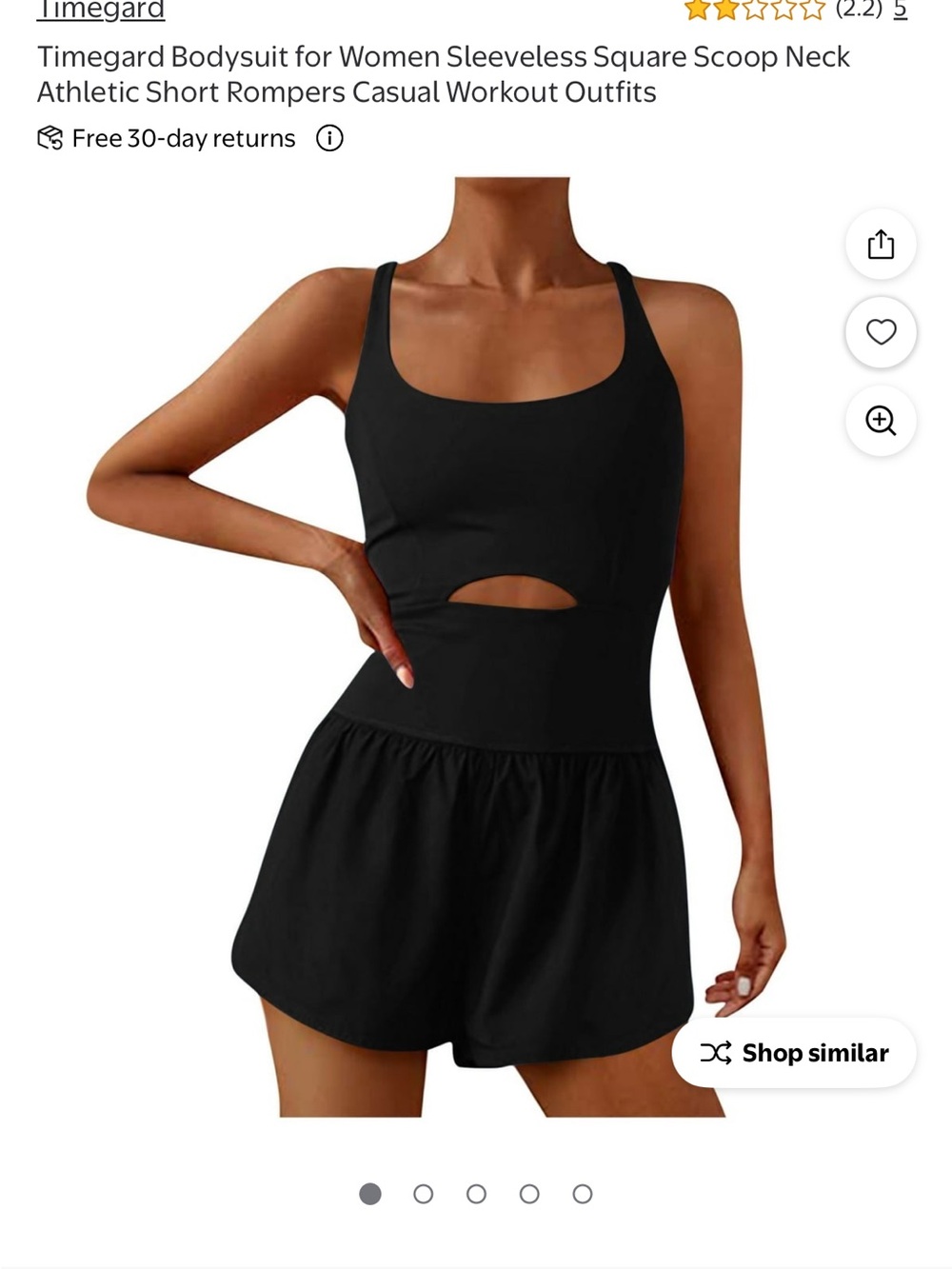 Black Sleeveless Scoop Neck Romper with Front Cutout